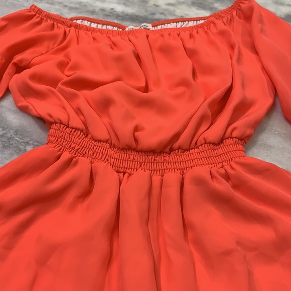 Carole Christian Orange Off Shoulder Romper Shorts - Picture 3 of 6